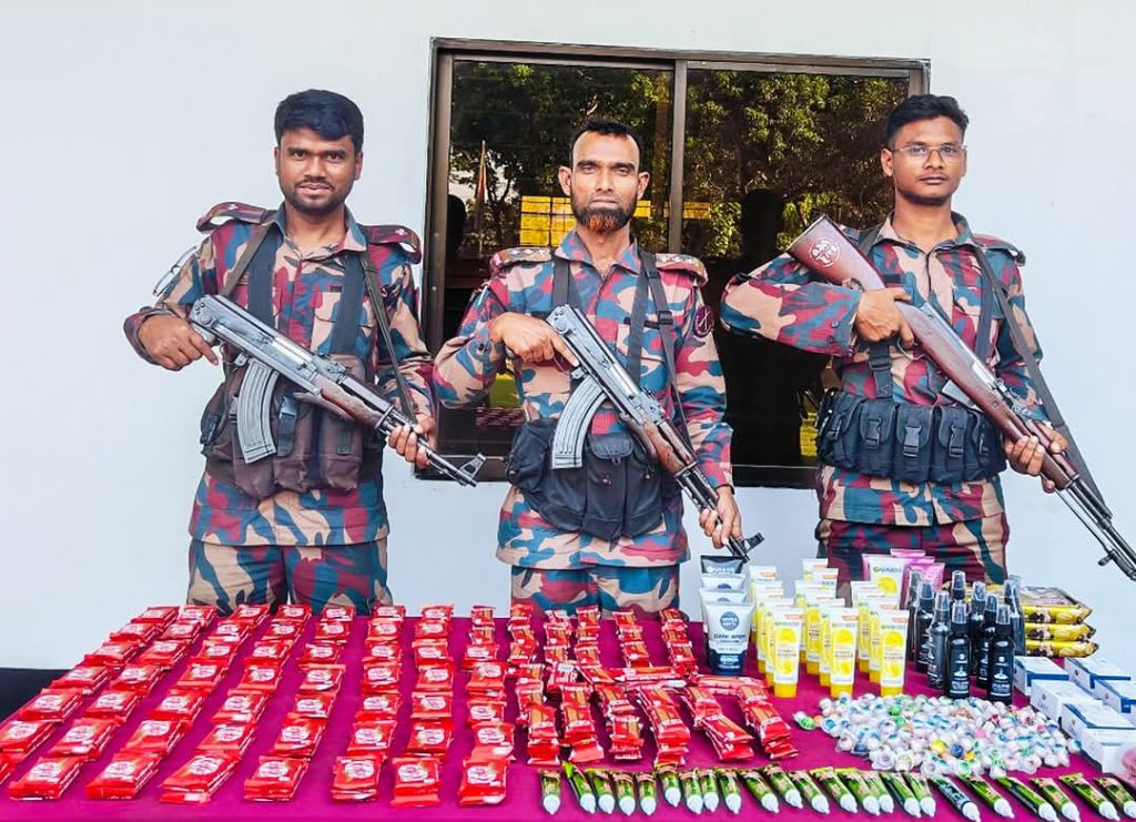 যশোর ব্যাটালিয়ন ৪৯ বিজিবির অভিযানে সীমান্ত এলাকা থেকে মদ ফেনসিডিল গাঁজা সহ ভারতীয় পণ্য উদ্ধর,আটক ১।
