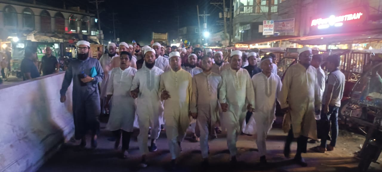 গাঁজায় ইসরায়েলী হামলা ও ভারতে নির্বিচারে মুসলমান হত্যার প্রতিবাদে হ্নীলা ইউনিয়ন জামায়াতের মিছিল।